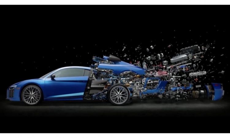 This is Fabian Oefner's exploding Audi R8 V10